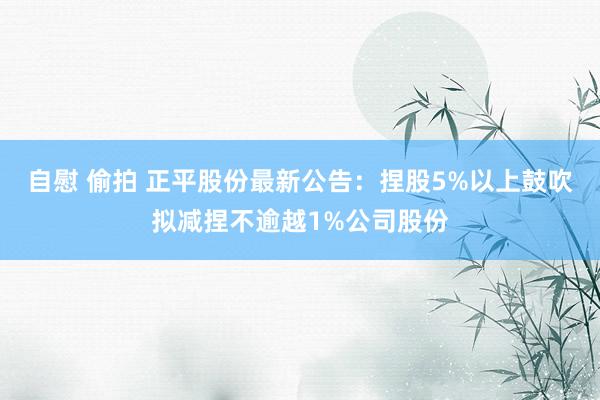 自慰 偷拍 正平股份最新公告：捏股5%以上鼓吹拟减捏不逾越1%公司股份