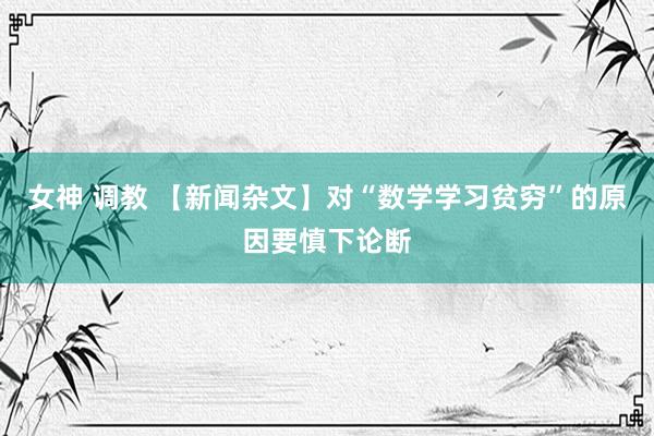 女神 调教 【新闻杂文】对“数学学习贫穷”的原因要慎下论断