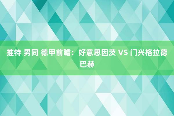 推特 男同 德甲前瞻：好意思因茨 VS 门兴格拉德巴赫