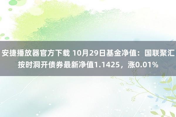 安捷播放器官方下载 10月29日基金净值：国联聚汇按时洞开债券最新净值1.1425，涨0.01%