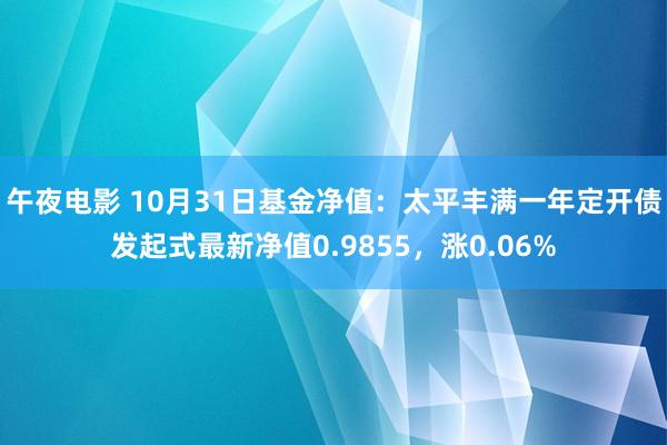 午夜电影 10月31日基金净值：太平丰满一年定开债发起式最新净值0.9855，涨0.06%