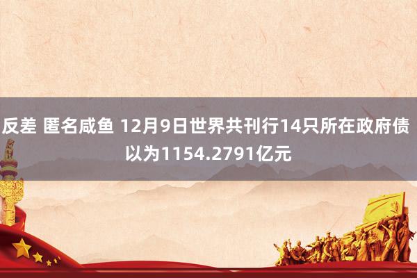 反差 匿名咸鱼 12月9日世界共刊行14只所在政府债 以为1154.2791亿元