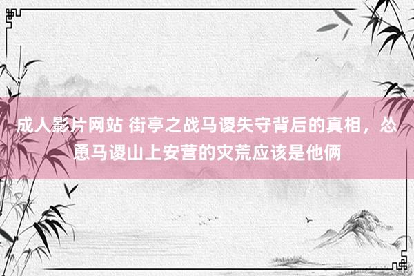 成人影片网站 街亭之战马谡失守背后的真相，怂恿马谡山上安营的灾荒应该是他俩