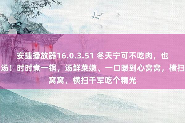 安捷播放器16.0.3.51 冬天宁可不吃肉，也要再来一碗此汤！时时煮一锅，汤鲜菜嫩、一口暖到心窝窝，横扫千军吃个精光