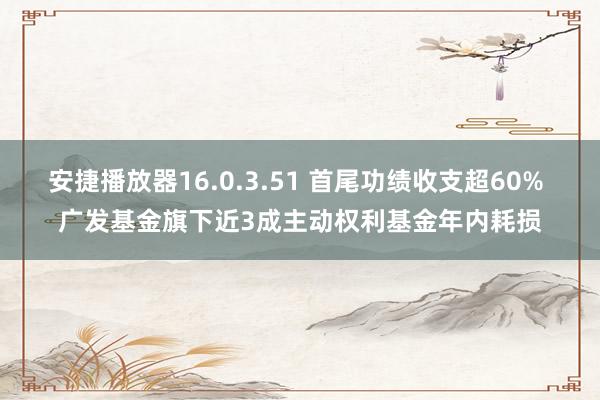 安捷播放器16.0.3.51 首尾功绩收支超60% 广发基金旗下近3成主动权利基金年内耗损