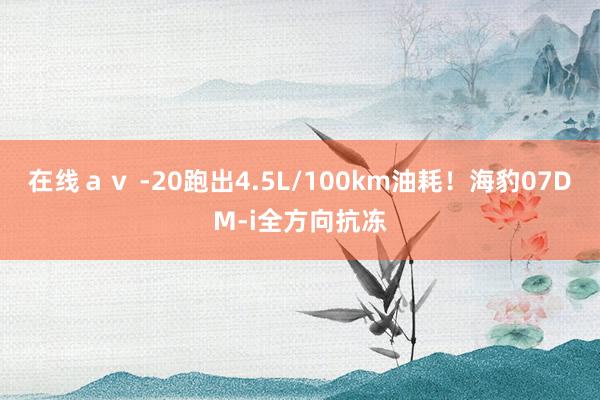 在线ａｖ -20跑出4.5L/100km油耗！海豹07DM-i全方向抗冻