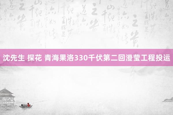 沈先生 探花 青海果洛330千伏第二回澄莹工程投运