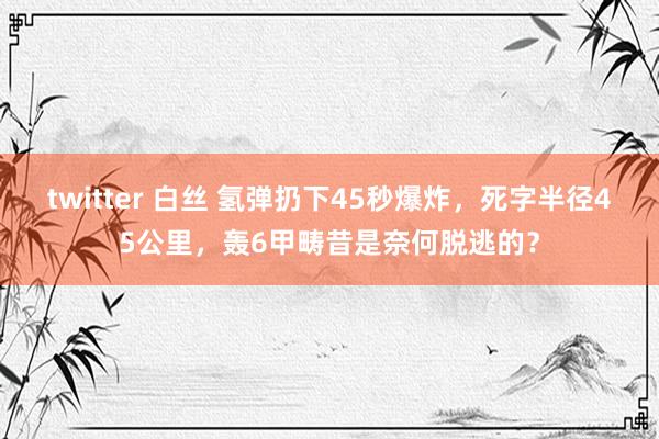 twitter 白丝 氢弹扔下45秒爆炸，死字半径45公里，轰6甲畴昔是奈何脱逃的？